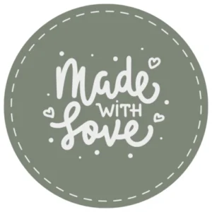 Naklejki MADEWITH LOVE (szare) okrągłe fi 67,2 mm